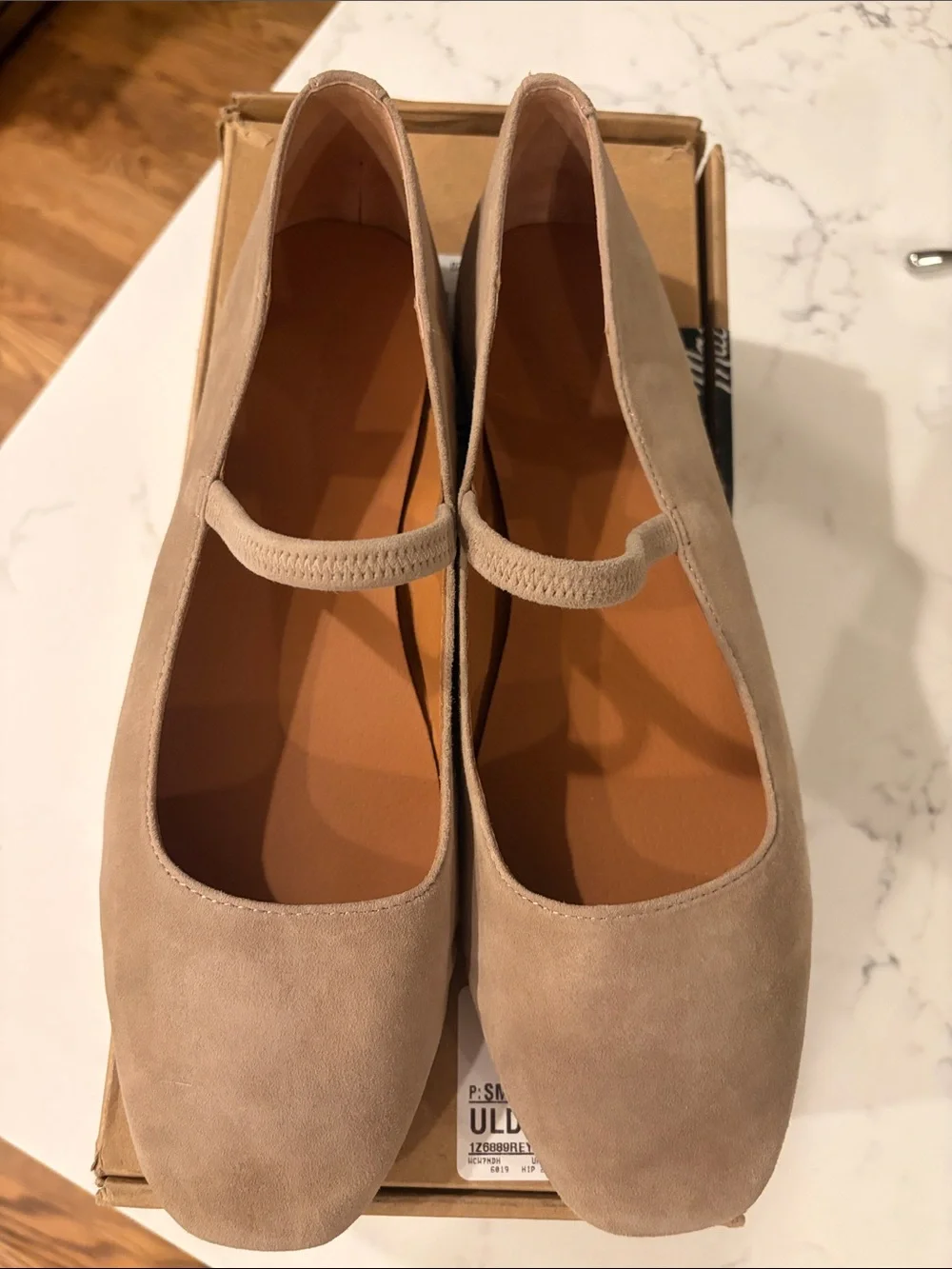 Madewell Driftwood Suede Mary Jane Ballet Flats